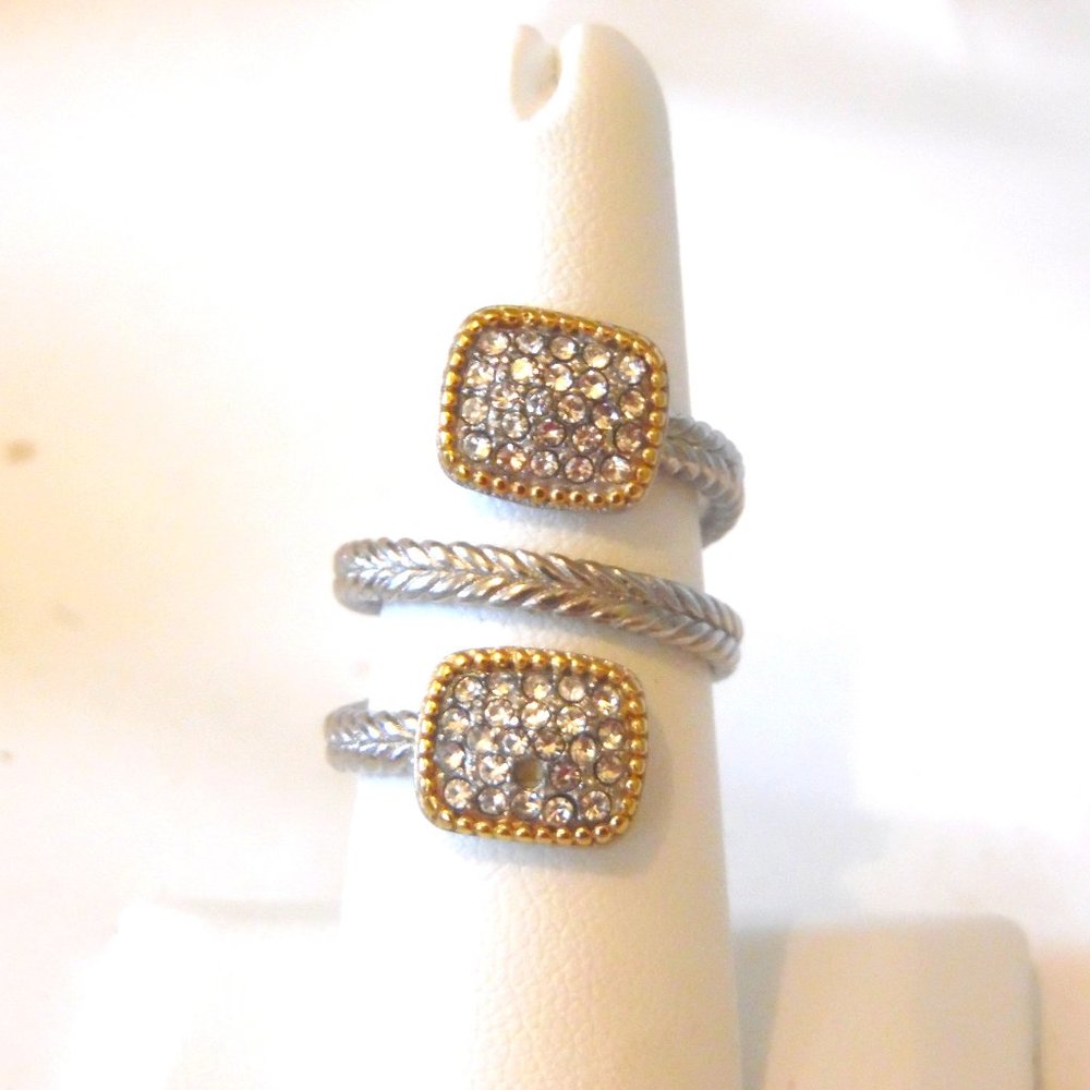 Emma Skye Crystal Stainless Steel ByPass Ring Size 9